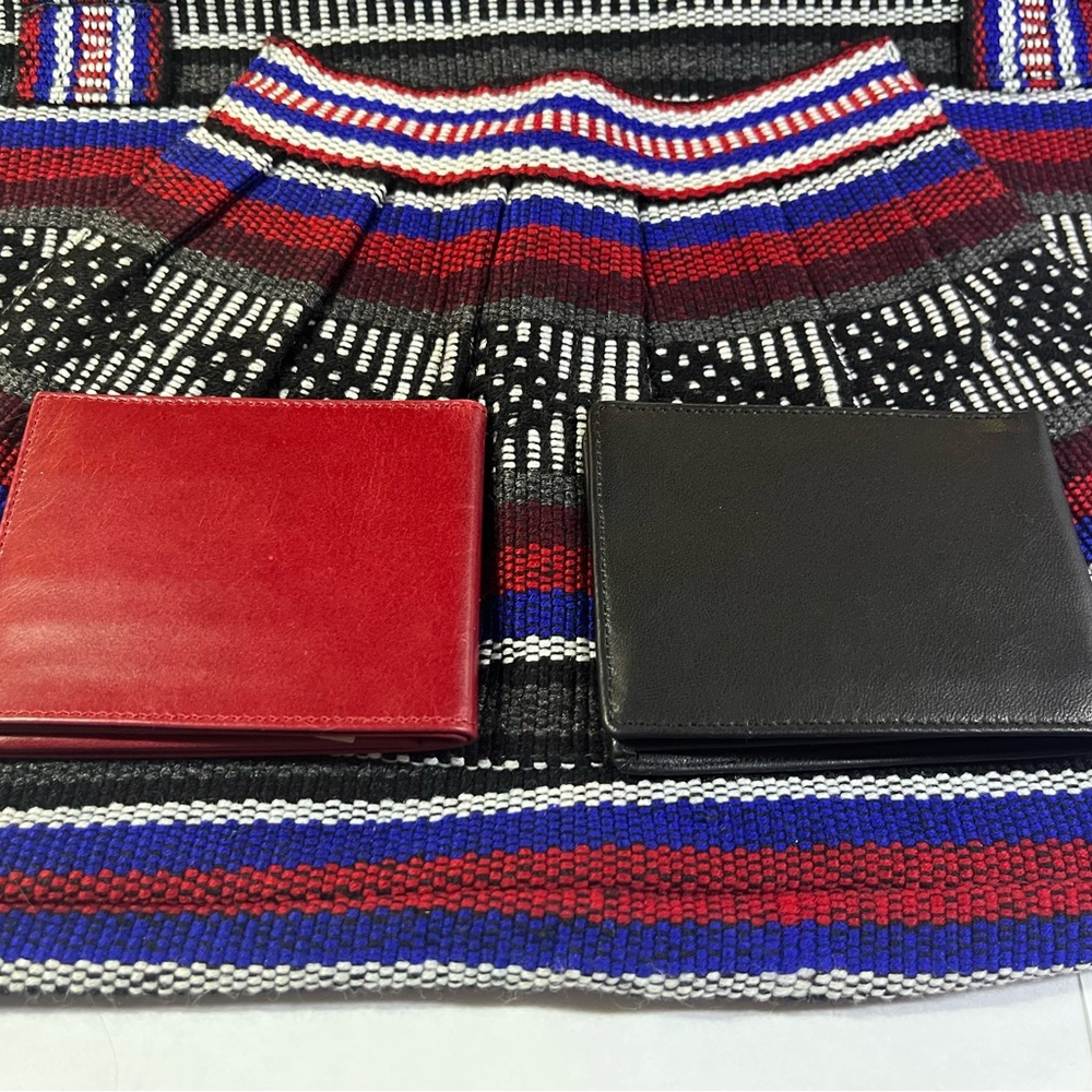 NWT Thin Leather wallets Red Leather Black leather bill folds NWOT Hide Milva